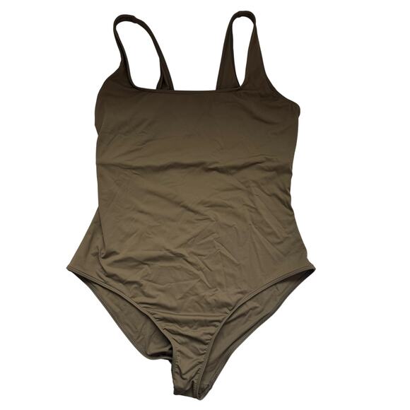Everlane Square Neck One-Piece Olive Bathing Swimsuit size XL Beech - Picture 4 of 8